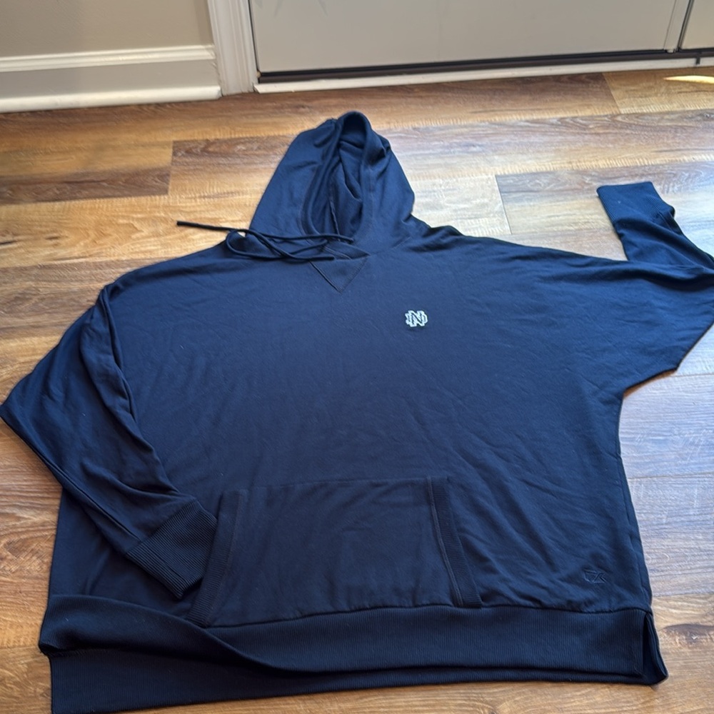 Notre Dame Logo Cutter & Buck Long Sleeve Hoody (Navy & White)(Size: XXXL)(EUC)
